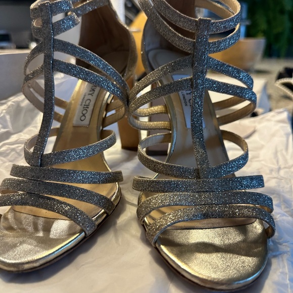 Jimmy Choo Selina Glitter Strappy Sandal Pumps - Picture 7 of 8